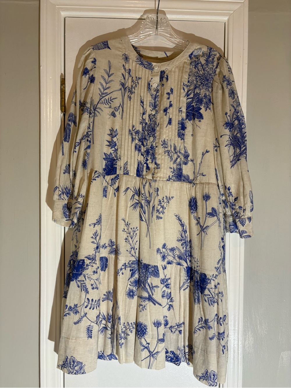 Women’s Blue Floral Tiered Cotton Dress